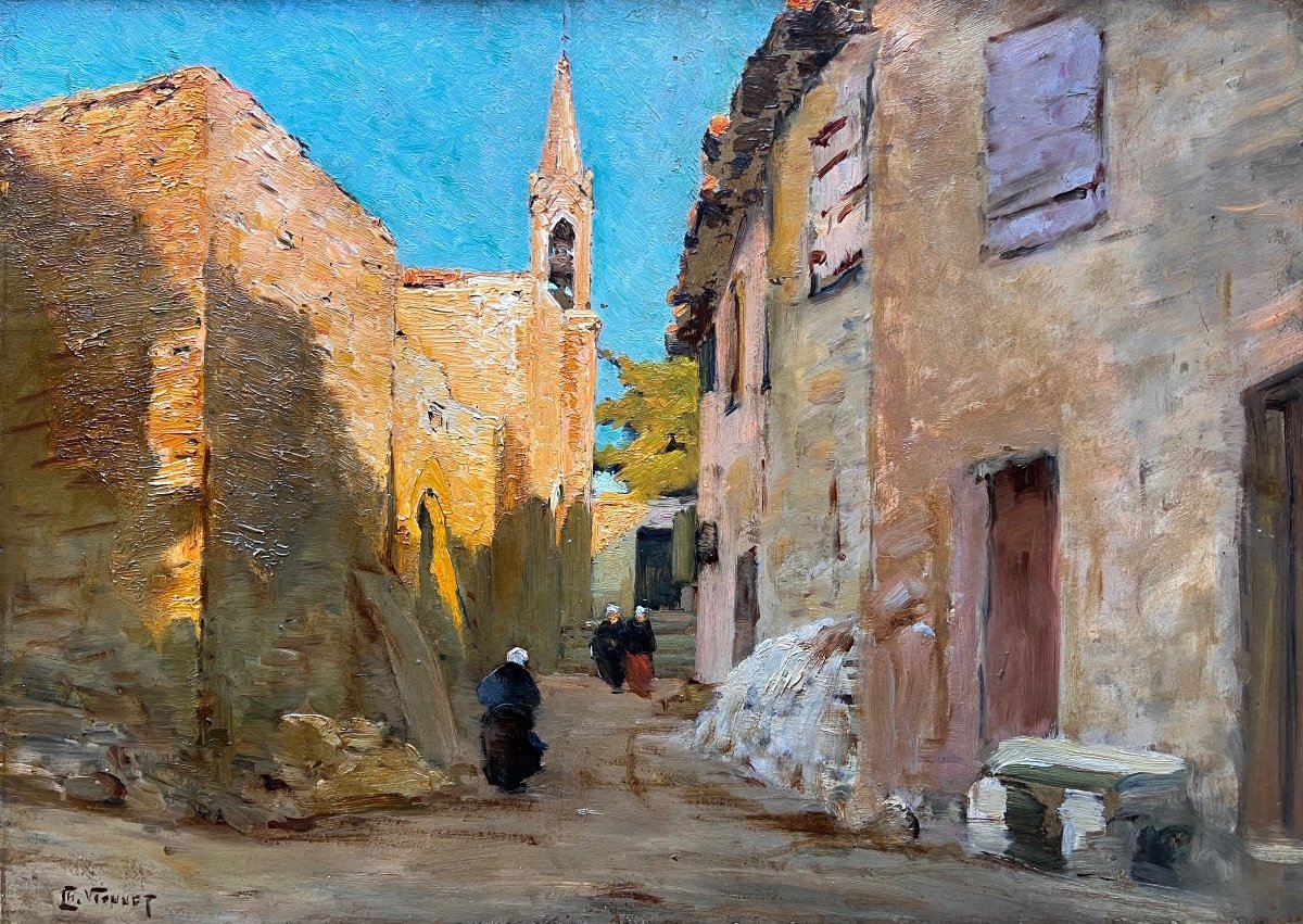 Charles Vionnet (1858-1923) Avignon Provence Le Village Des Angles