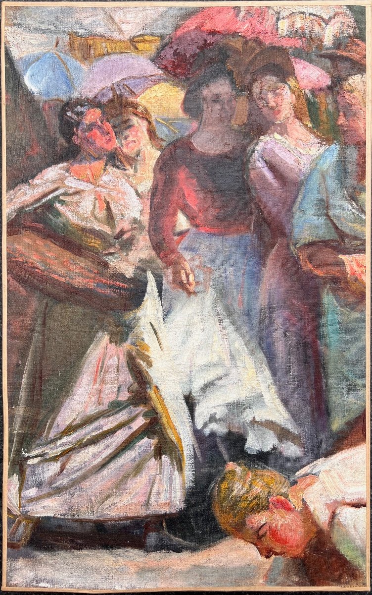 Pierre Grivolas (1823-1906) Provence Avignon Study Of Market Scene-photo-3