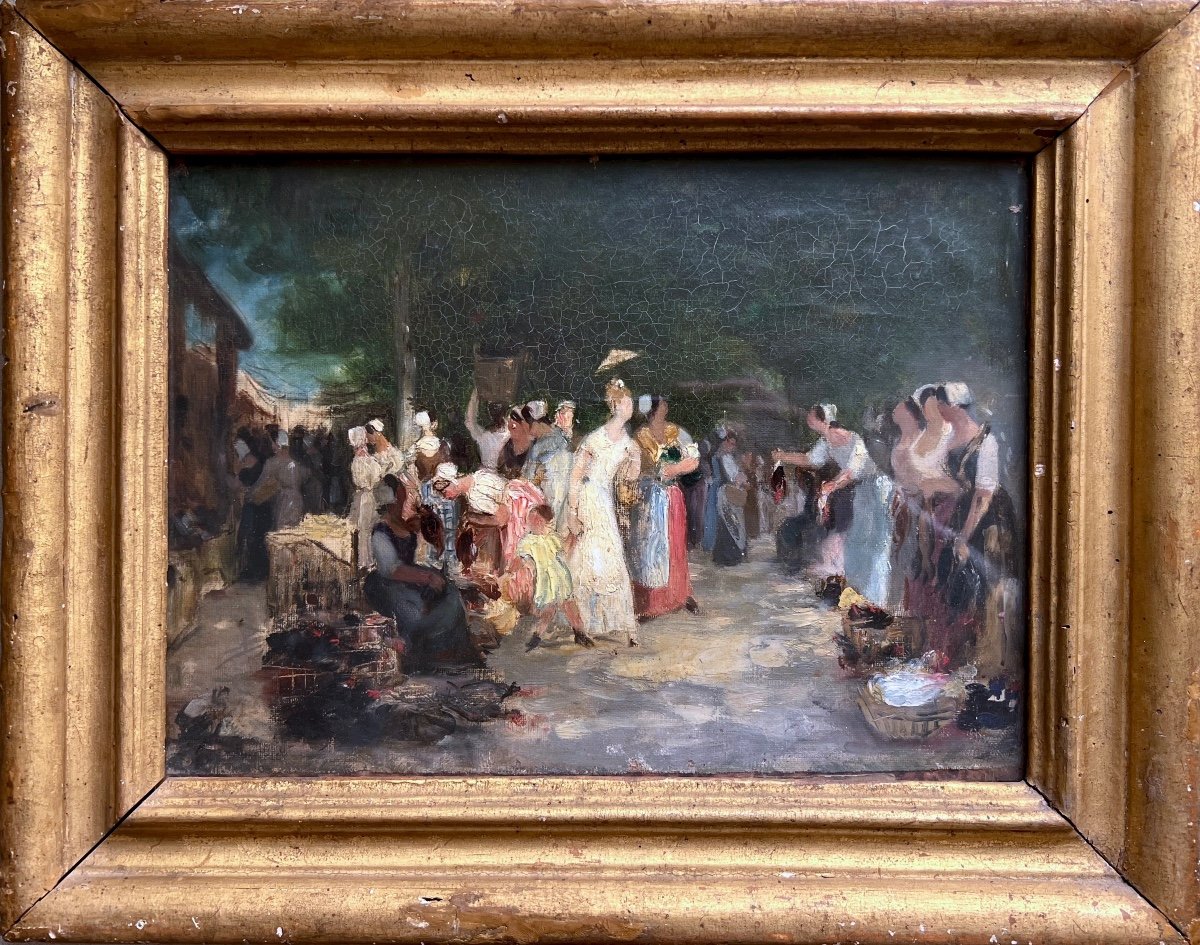 Pierre Grivolas (1823-1906) Avignon Market Scene In Provence-photo-2