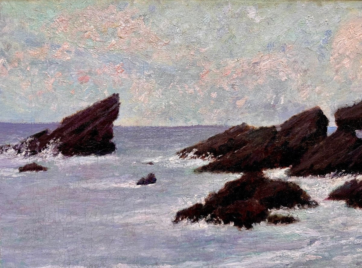 French Post-impressionist School From 1919 Marine Quiberon Le Gourvil Morbihan-photo-3