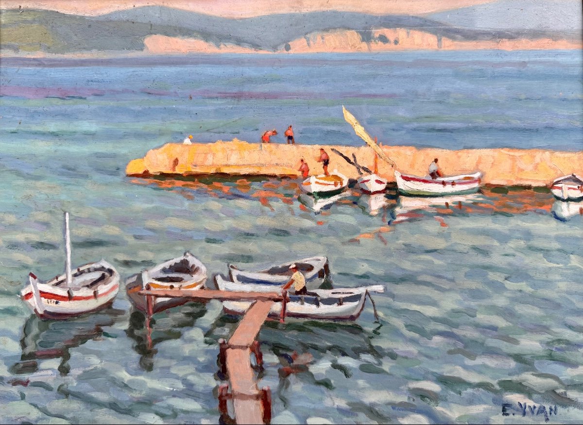 Eugène Yvan (1904-2006) Provence Avignon The Little Port Of La Ciotat -photo-3
