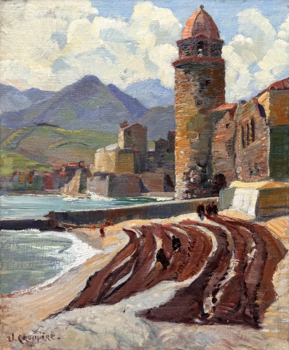 Victor Crumière (1895-1950) Provence Avignon Vue De Collioure Pyrénées Orientales 