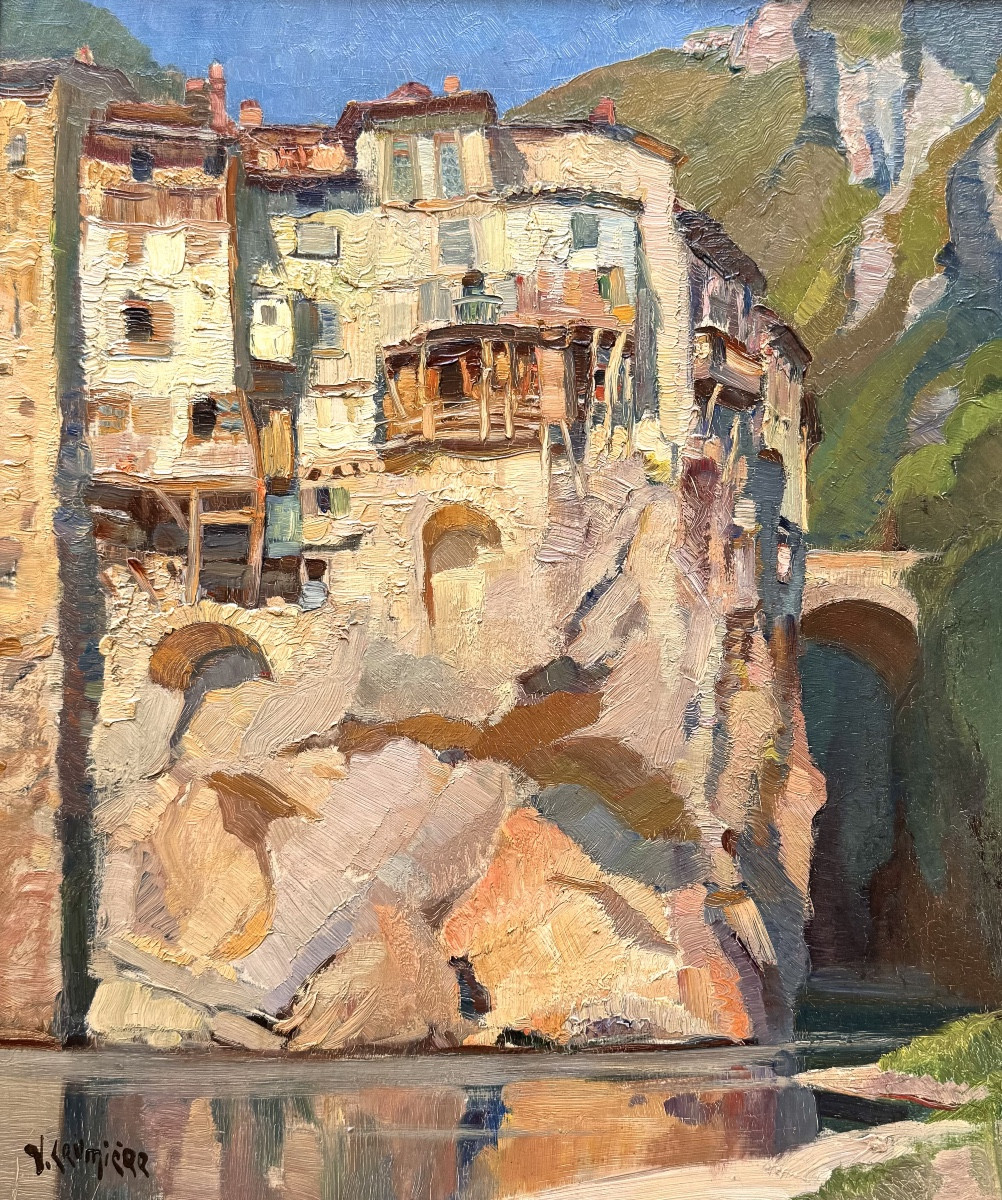 Victor Crumière (1895-1950) Provence Avignon Village Of Pont-en-royans Isère Vercors