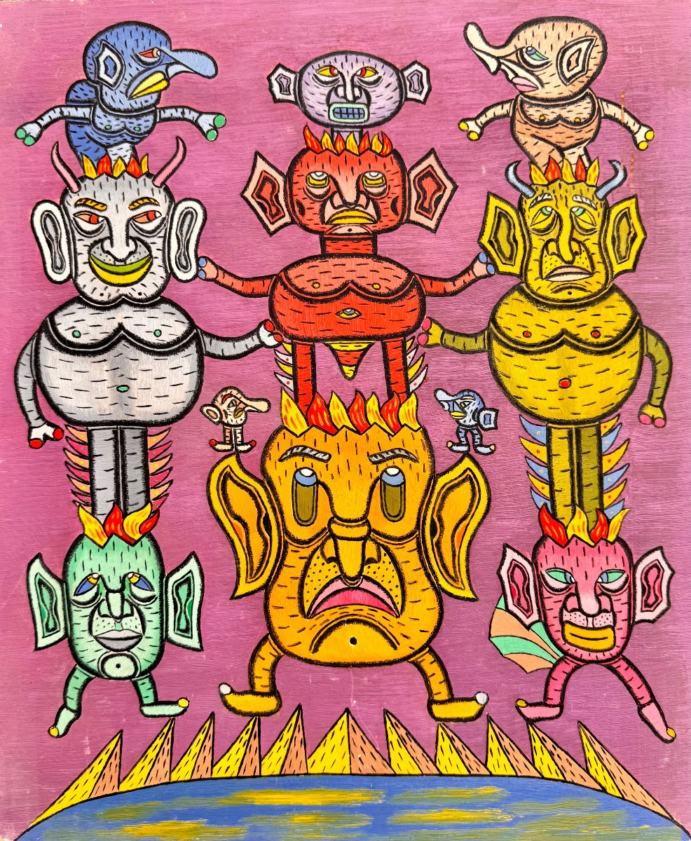 Roger Lorance (1925-2018) Les Séïdes d'Hathor - Artbrut - Peintre oniro-symboliste-photo-4