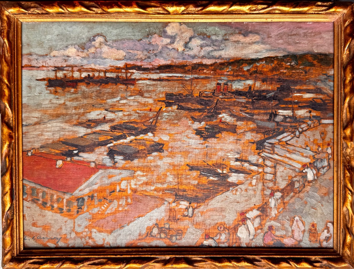 Léon Cauvy (1874-1933) Orientalist Montpellier Algiers The Port The Admiralty + Catalog-photo-2