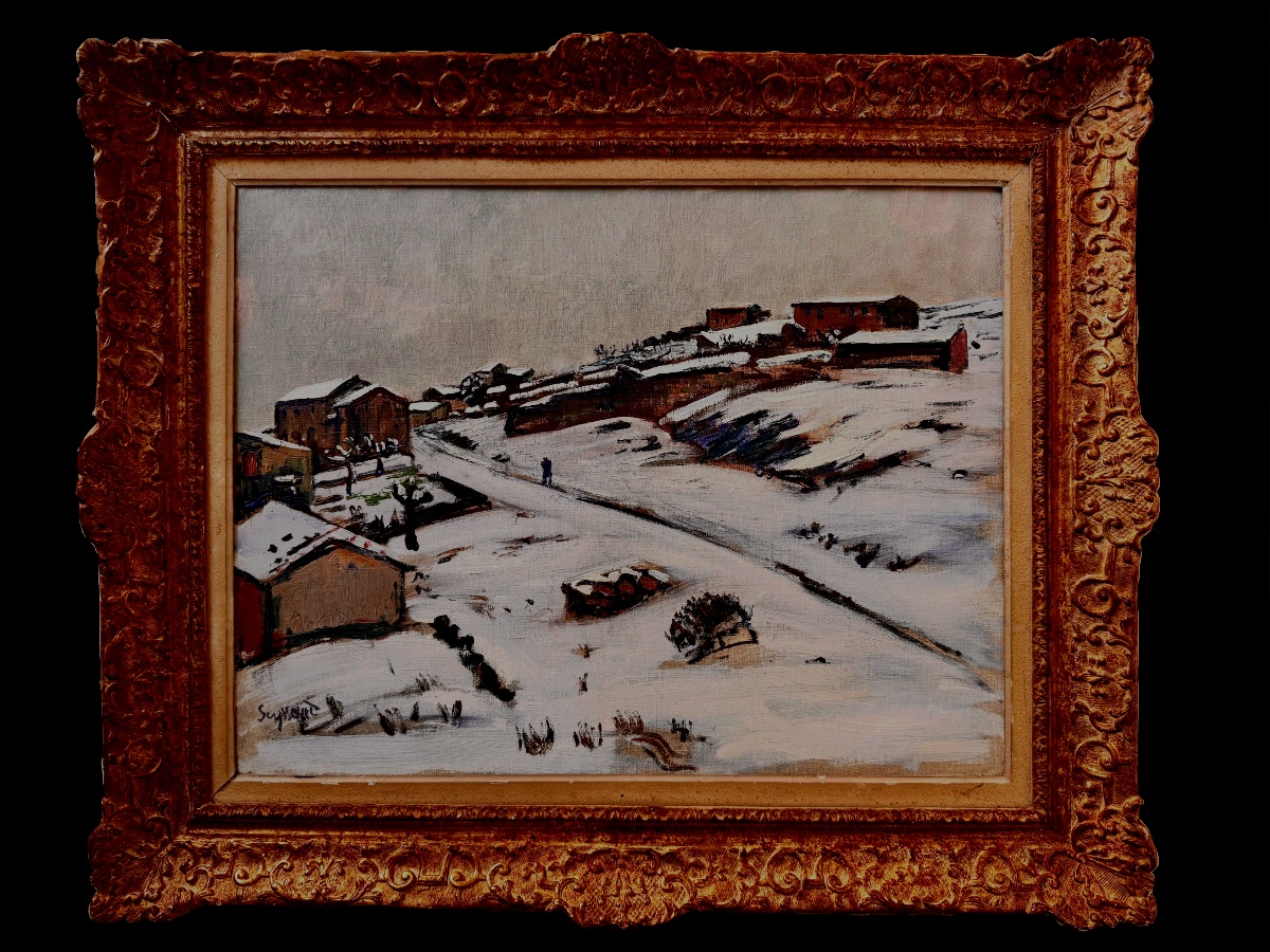 René Seyssaud (1867-1952) Marseille Saint Chamas La neige à Lançon de Provence-photo-1