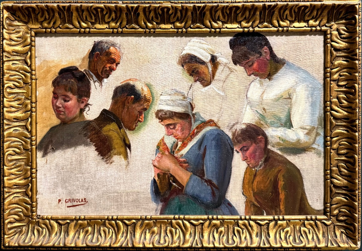 Pierre Grivolas (1823-1906) Provence Comtadine Félibre Avignon Etude de visages -photo-2