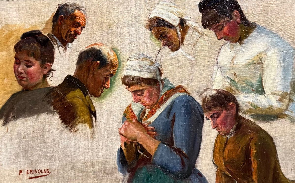 Pierre Grivolas (1823-1906) Provence Comtadine Félibre Avignon Etude de visages -photo-3