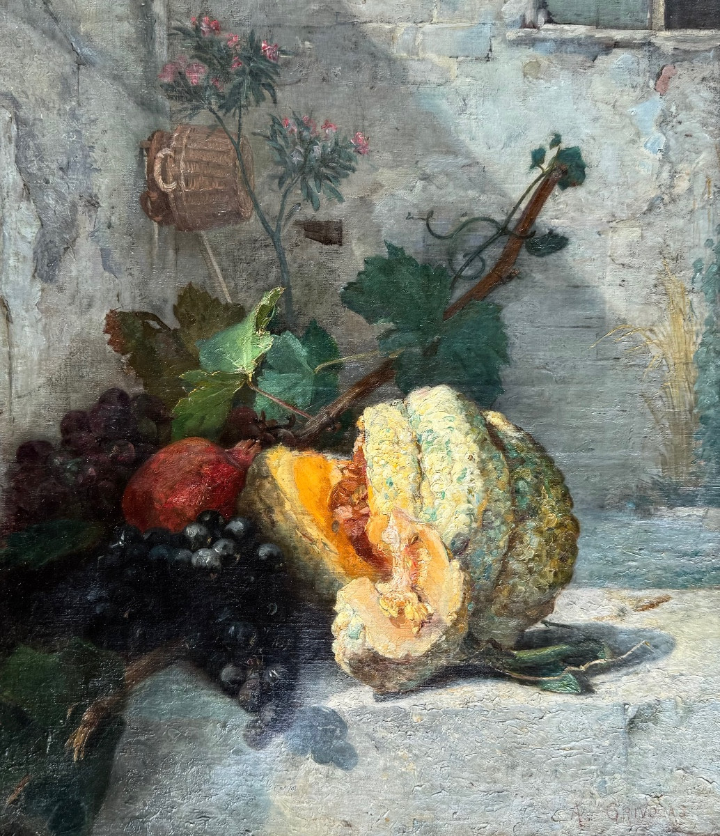 Antoine Grivolas (1843-1902) Provence Avignon Golfe-Juan Nature morte aux fruits-photo-3