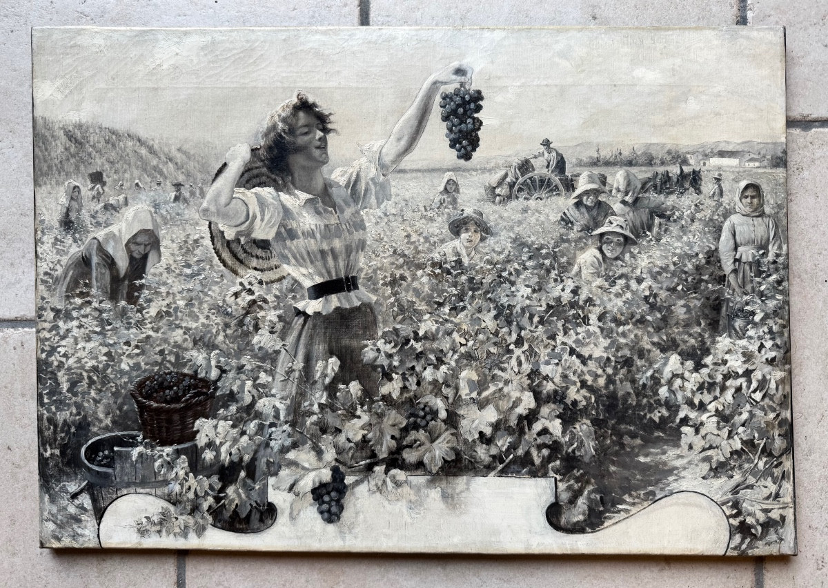 Anonyme Ecole Française autour de 1900 vendange vigneron vin vigne-photo-1