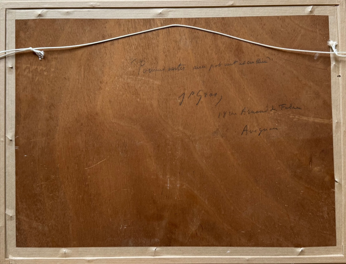 Jean-Pierre GRAS (1879-1964) Provence Avignon Félibre Nature morte aux pommes vertes-photo-1