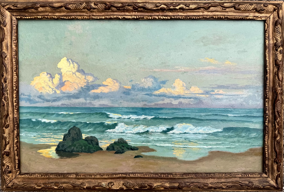 Dans le goût de Jean-Francis AUBURTIN (1866-1930) Marine la Vague-photo-2