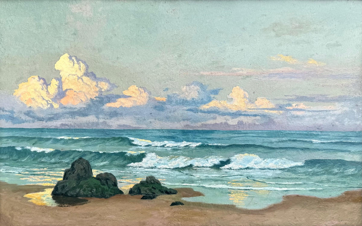 Dans le goût de Jean-Francis AUBURTIN (1866-1930) Marine la Vague