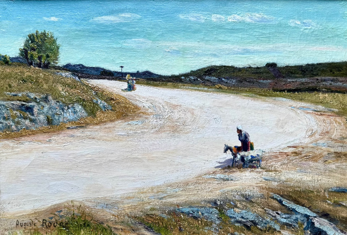 Auguste Roure (1878-1936) Provence Avignon Personnages sur un chemin de garrigue-photo-4