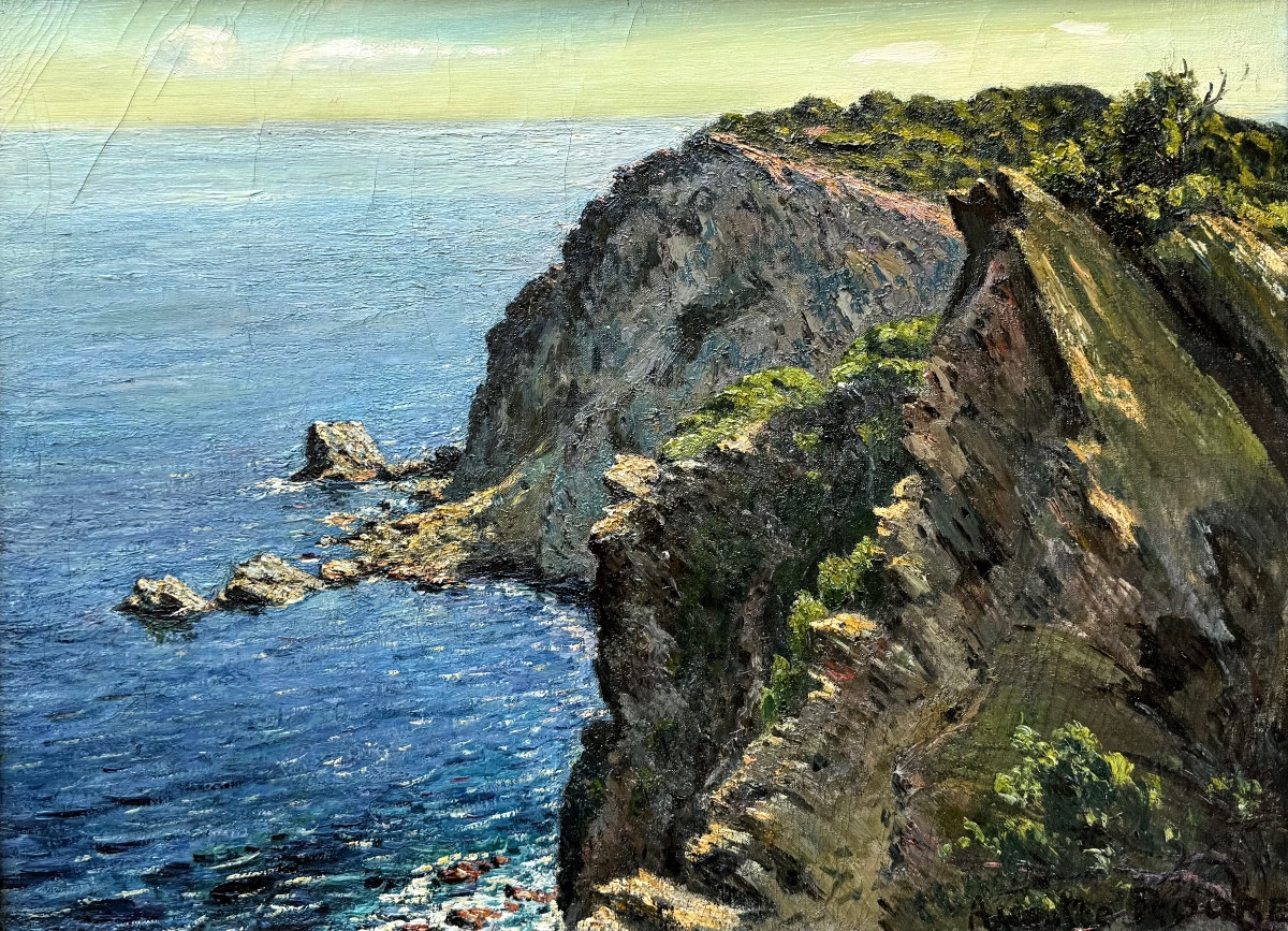 Auguste Roure (1878-1936) Provence Avignon Marine The Cliffs Of Porquerolles