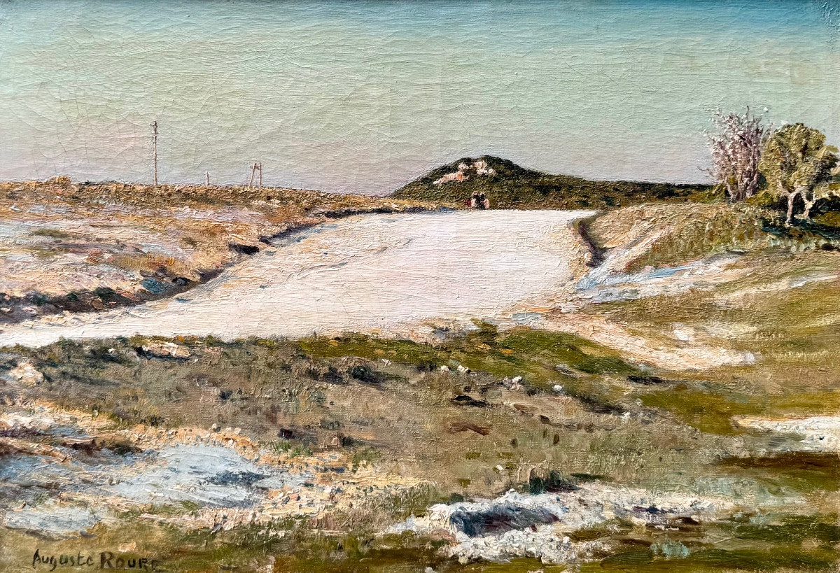 Auguste Roure (1878-1936) Provence Avignon People On A Garrigue Path Les Angles