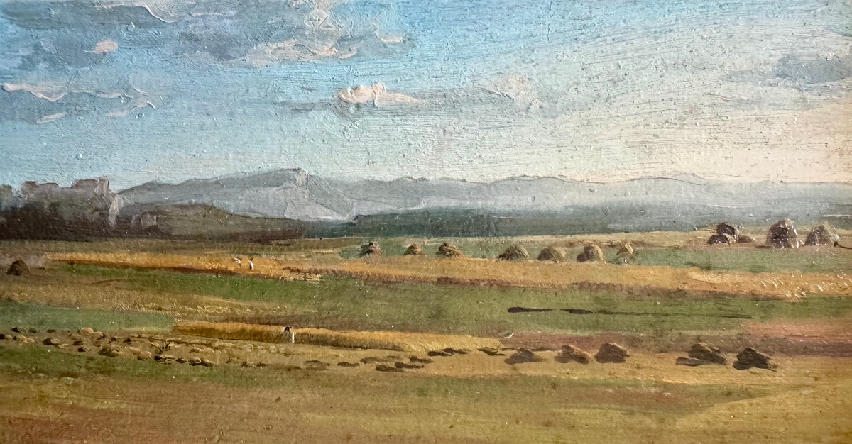 Ecole Française fin XIXème Huile sur papier Paysage de campagne animé-photo-4