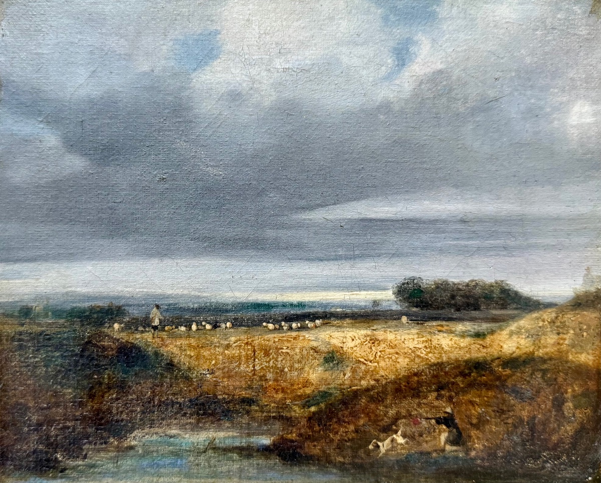 19th-century French School: Hunting Scene In A Landscape