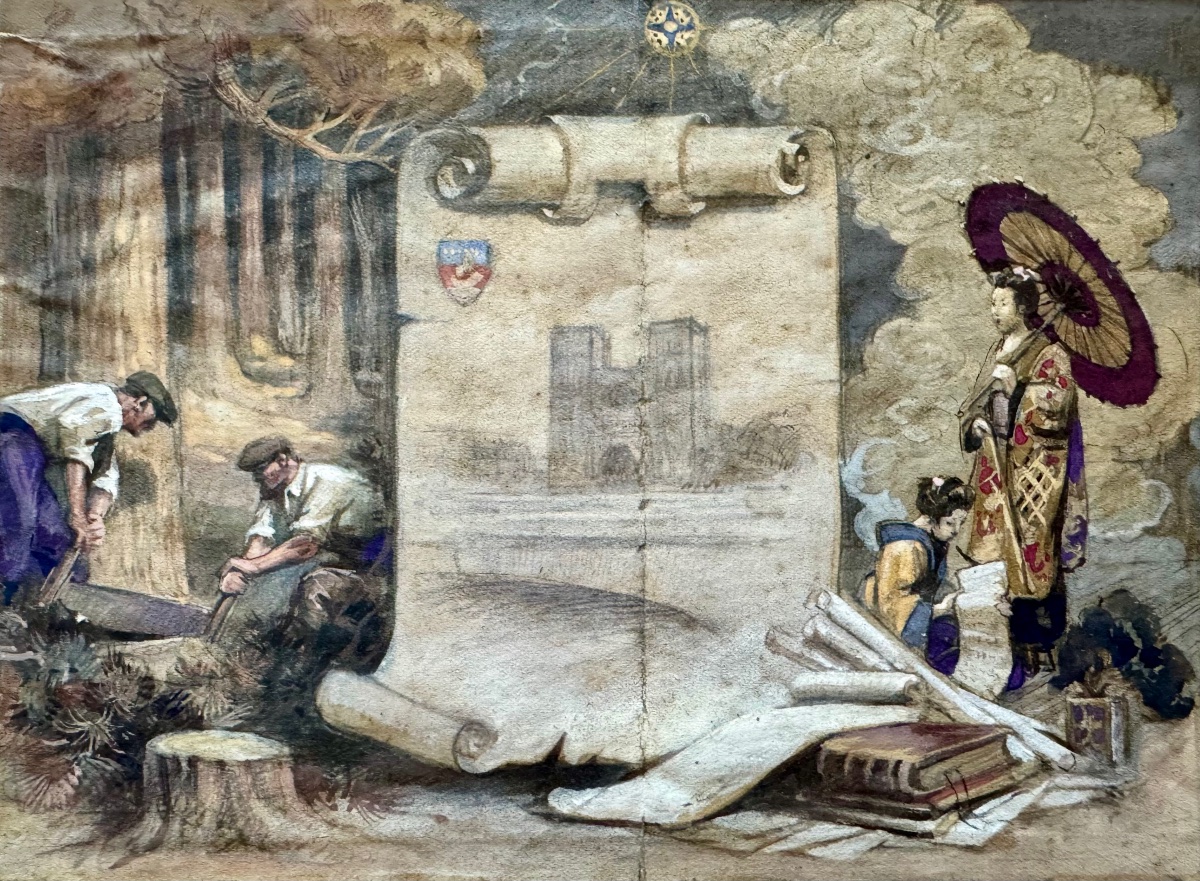 Ecole Française fin XIXème début XXème Le papier Paris Exposition Universelle
