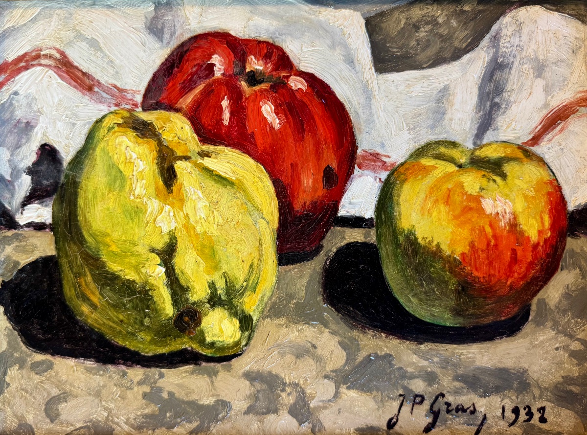 Jean-Pierre Gras (1879-1964) Provence Avignon Félibre Coing et pommes rouges, 1932-photo-3