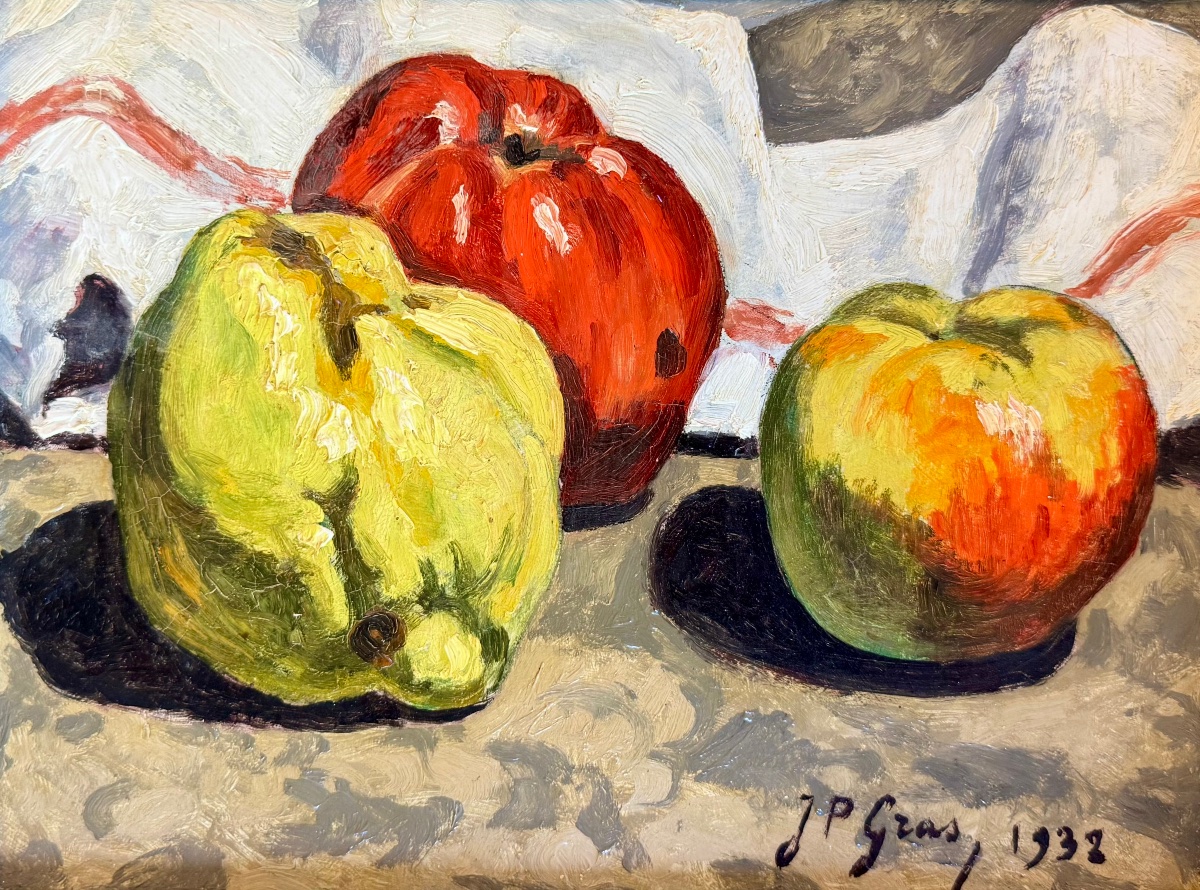Jean-Pierre Gras (1879-1964) Provence Avignon Félibre Coing et pommes rouges, 1932