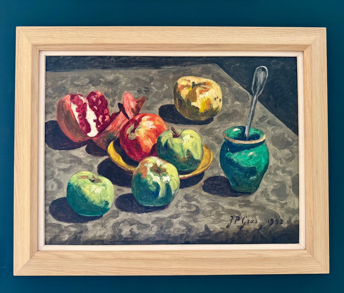 Jean-Pierre Gras (1879-1964) Provence Avignon Félibre Pommes vertes au pot vert, 1932-photo-2