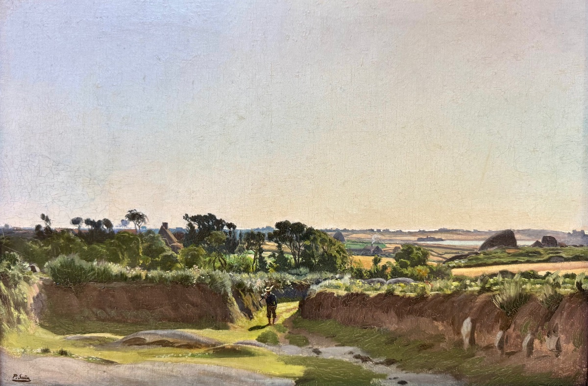Paul Saïn (1853-1908) Provence Avignon Bretagne Environs de Ploumanac'h vue sur Trégastel 1888
