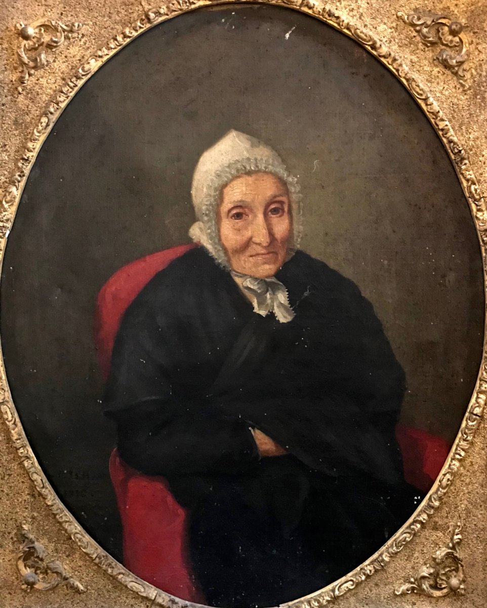 Léon Alègre (1813-1884)-artist From Bagnols Sur Cèze In The South Of France-portrait Of Mother