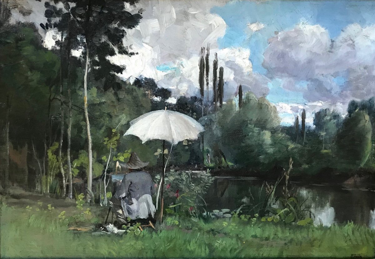 Paul Saïn (1853-1908) -avignon-provence-self-portrait On The Motif In Saint-céneri-le-gérei