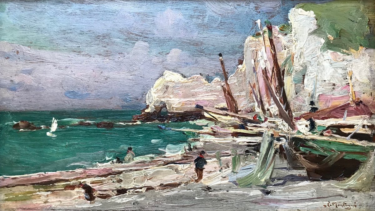 Louis Montagné (1879-1960) -avignon-provence-group Of Treize-avignon-plage In Etretat-normandie-photo-3