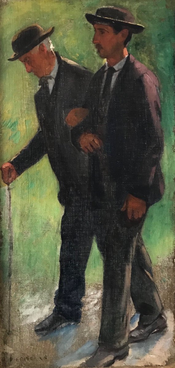 Pierre Grivolas (183-1906)-Avignon-Provence-Etude pour son tableau le retour de l'enterrement
