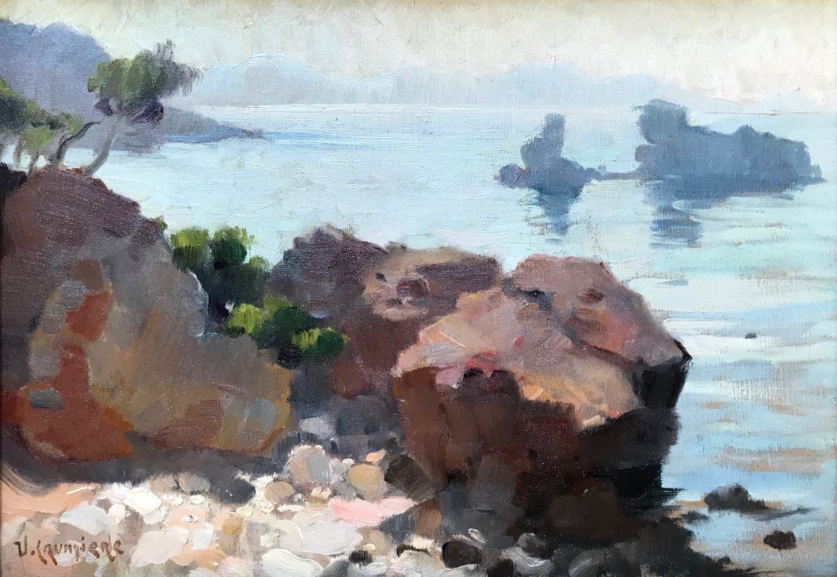 Victor Crumière (1895-1950)-Avignon-Provence-Bord de mer à Sanary