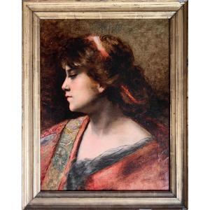 In The Style Of The Painter Juana Romani (1867-1923)-portrait Of A Symbolist Woman