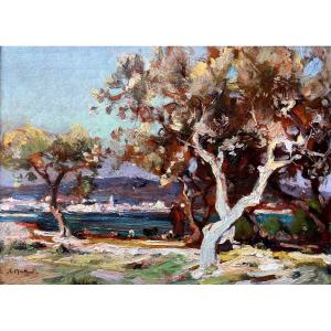 Louis Montagné (1879-1960) Avignon Provence Group Of Thirteen View Of Martigues