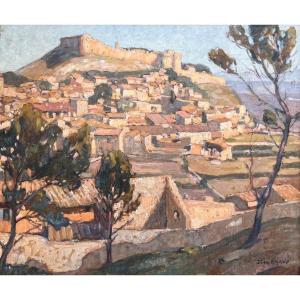 Jean Rigaud (1912-1999) Paris Provence Vue De Villeneuve-les-Avignon Et Du Fort Saint André