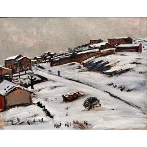René Seyssaud (1867-1952) Marseille Saint Chamas Snow In Lançon De Provence