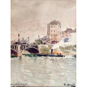 François Nardi (1861-1936) Nice Toulon Tugboat In Paris To Mr. Agnel