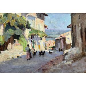 Charles Vionnet (1858-1923) Provence Avignon Bergère à Villeneuve-les-Avignon