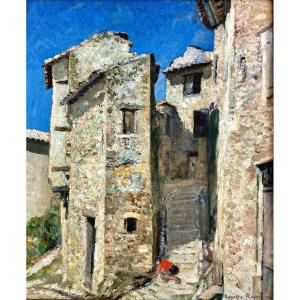 Auguste Roure (1878-1936) Provence Avignon Mont Ventoux Village Of Montbrun Les Bains, 1934