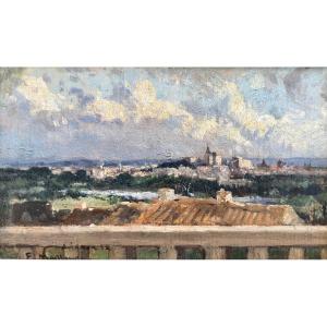 Fernand Maillaud (1862-1948) Mouhet Paris Vue d'Avignon depuis Villeneuve 1934