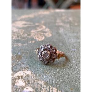 Bague Marguerite En Or Et Rosaces De Diamants, Victorienne