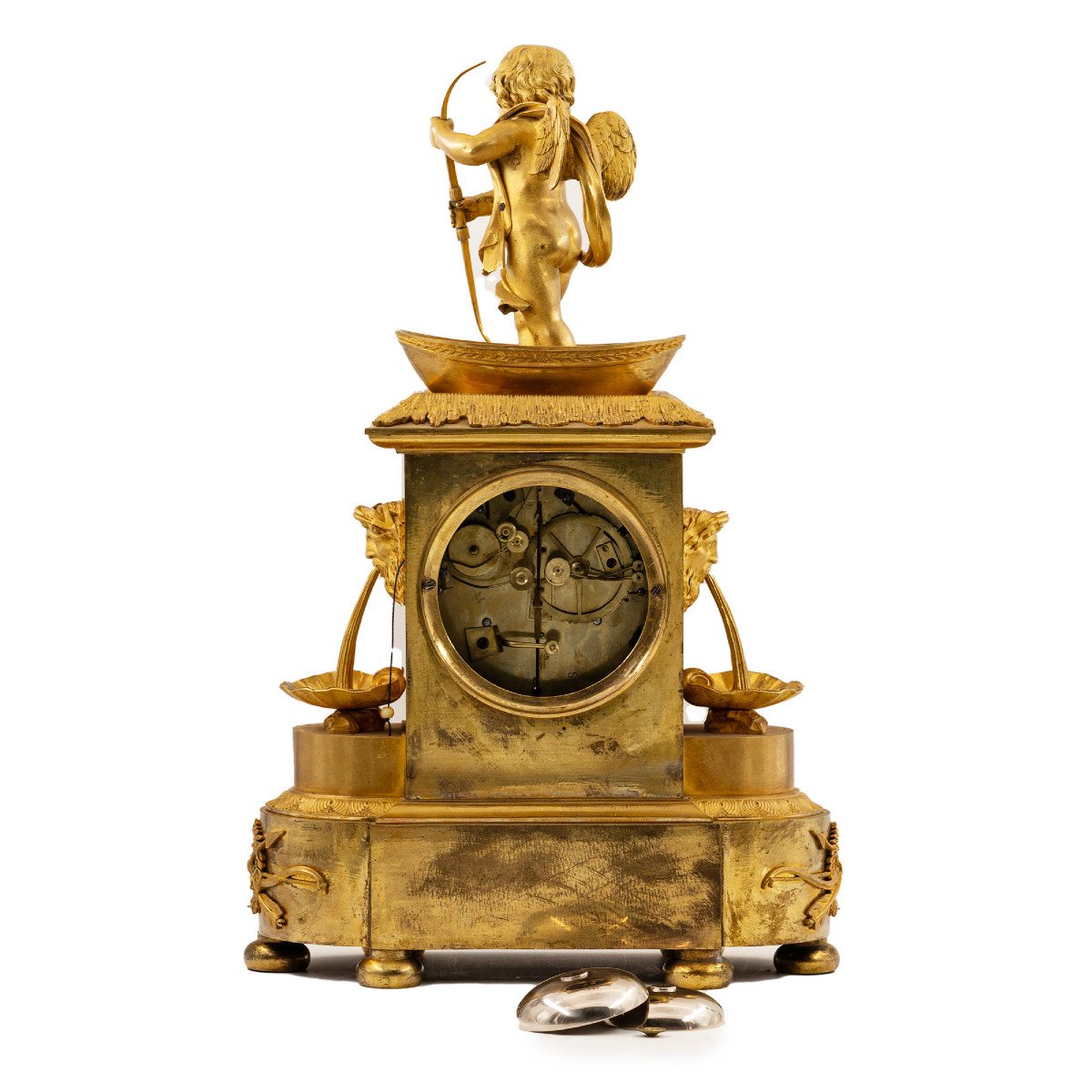 Pendule Française En Bronze avec passeur de Cupidon, Sonnerie Des Heures Et Des Quarts-photo-2
