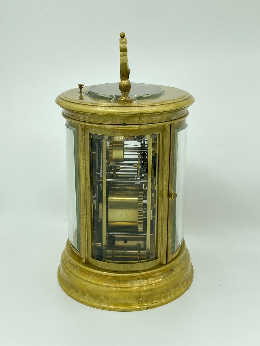 Rare Oval Carriage Clock With Calendars, Petite & Grande Sonnerie And Alarm, 19th Century-photo-3