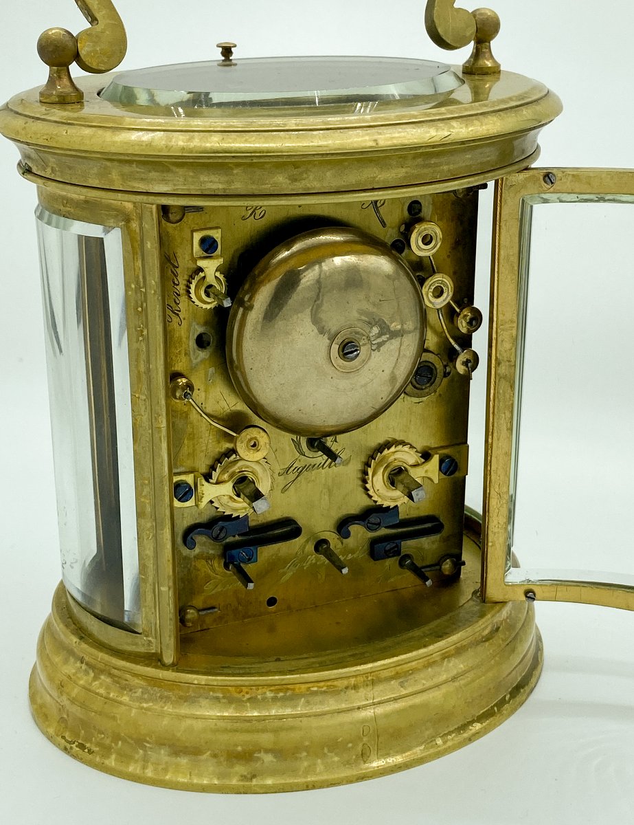 Rare Oval Carriage Clock With Calendars, Petite & Grande Sonnerie And Alarm, 19th Century-photo-1