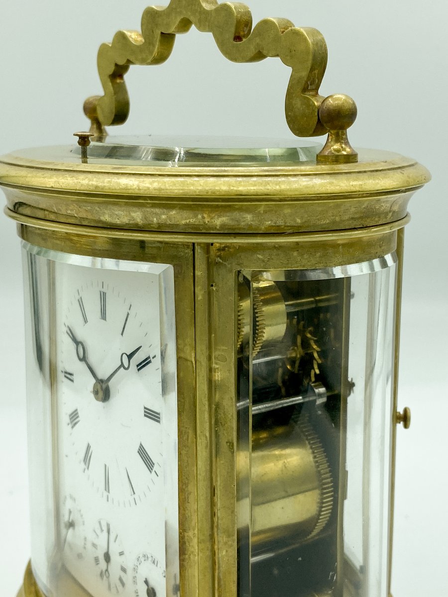 Rare Oval Carriage Clock With Calendars, Petite & Grande Sonnerie And Alarm, 19th Century-photo-7