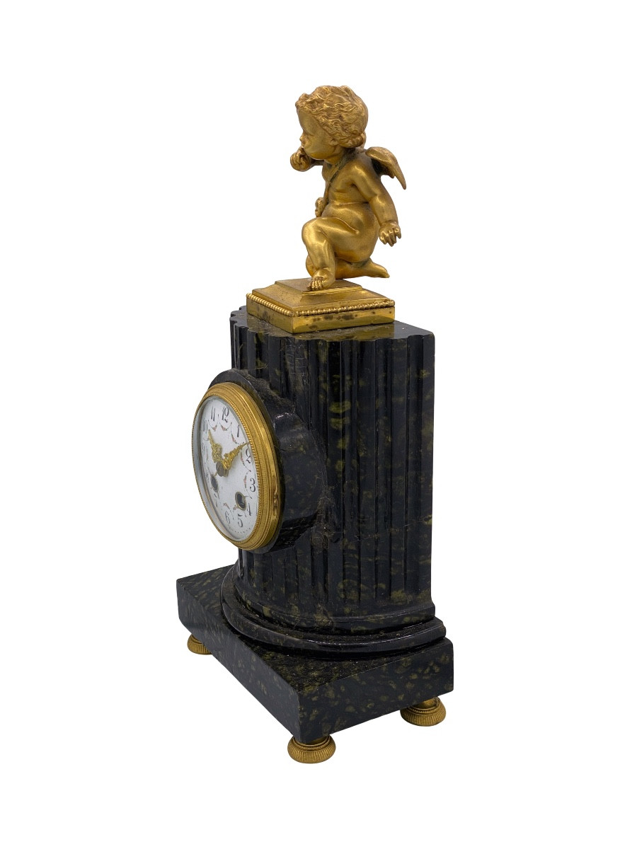 Pendule de cheminée française en marbre et bronze doré,  vendue en l’état pour réparation-photo-2