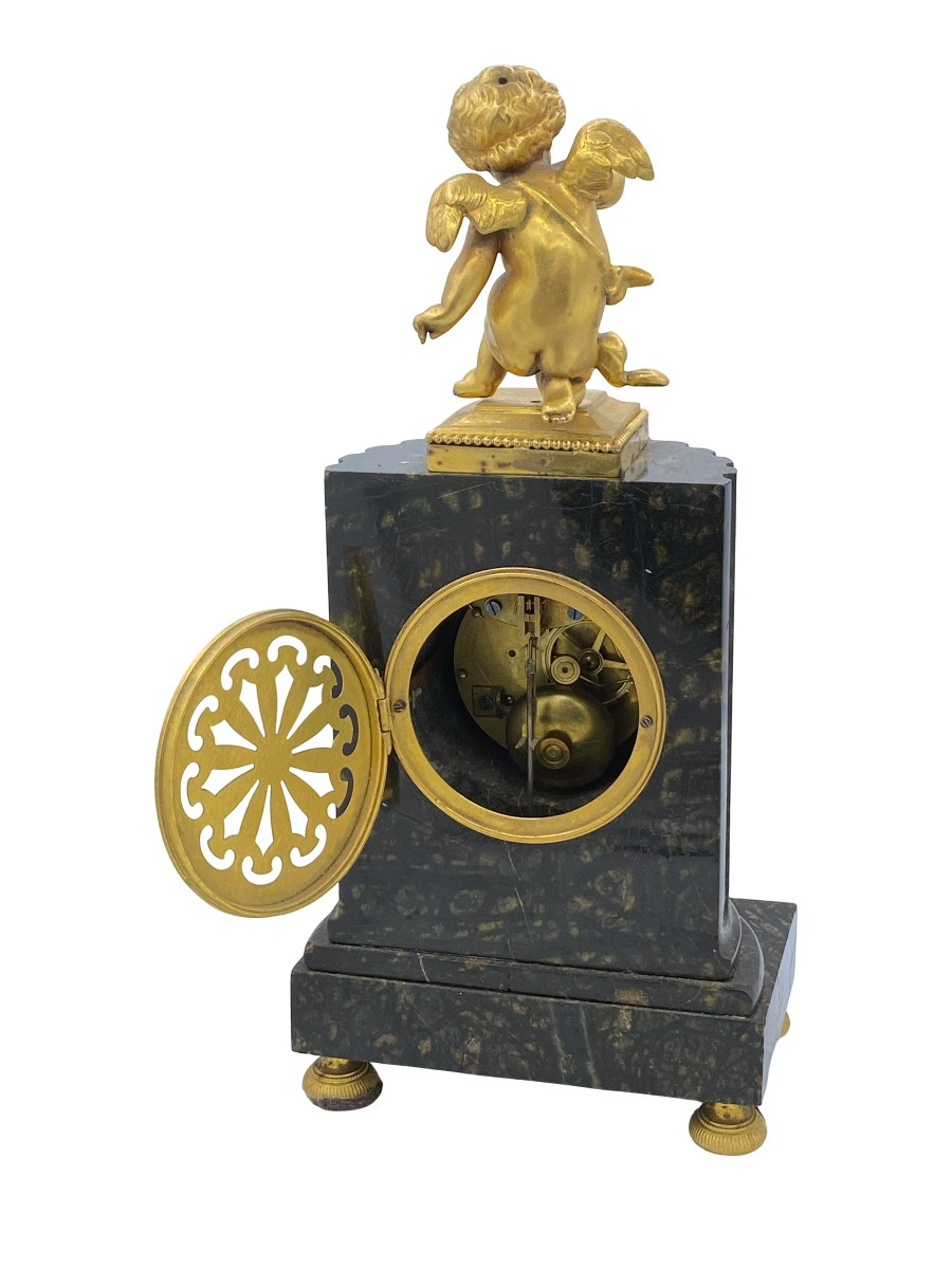 Pendule de cheminée française en marbre et bronze doré,  vendue en l’état pour réparation-photo-4