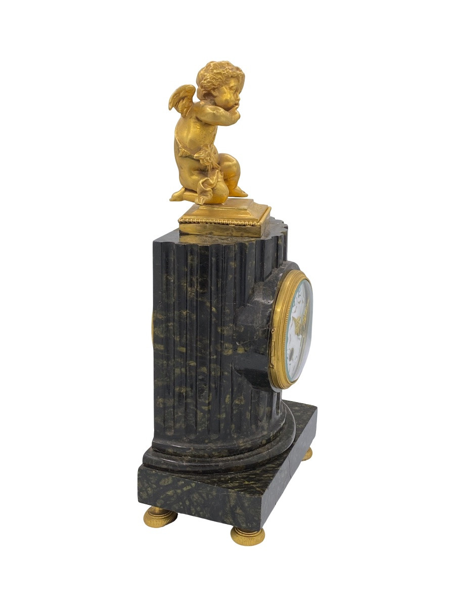 Pendule de cheminée française en marbre et bronze doré,  vendue en l’état pour réparation-photo-5