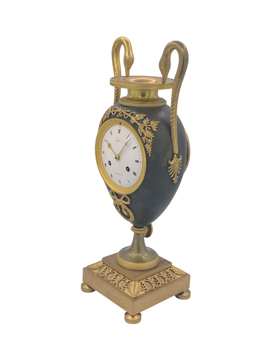 Pendule de cheminée française en bronze doré signée Lepine, vendue en l’état pour réparation-photo-2