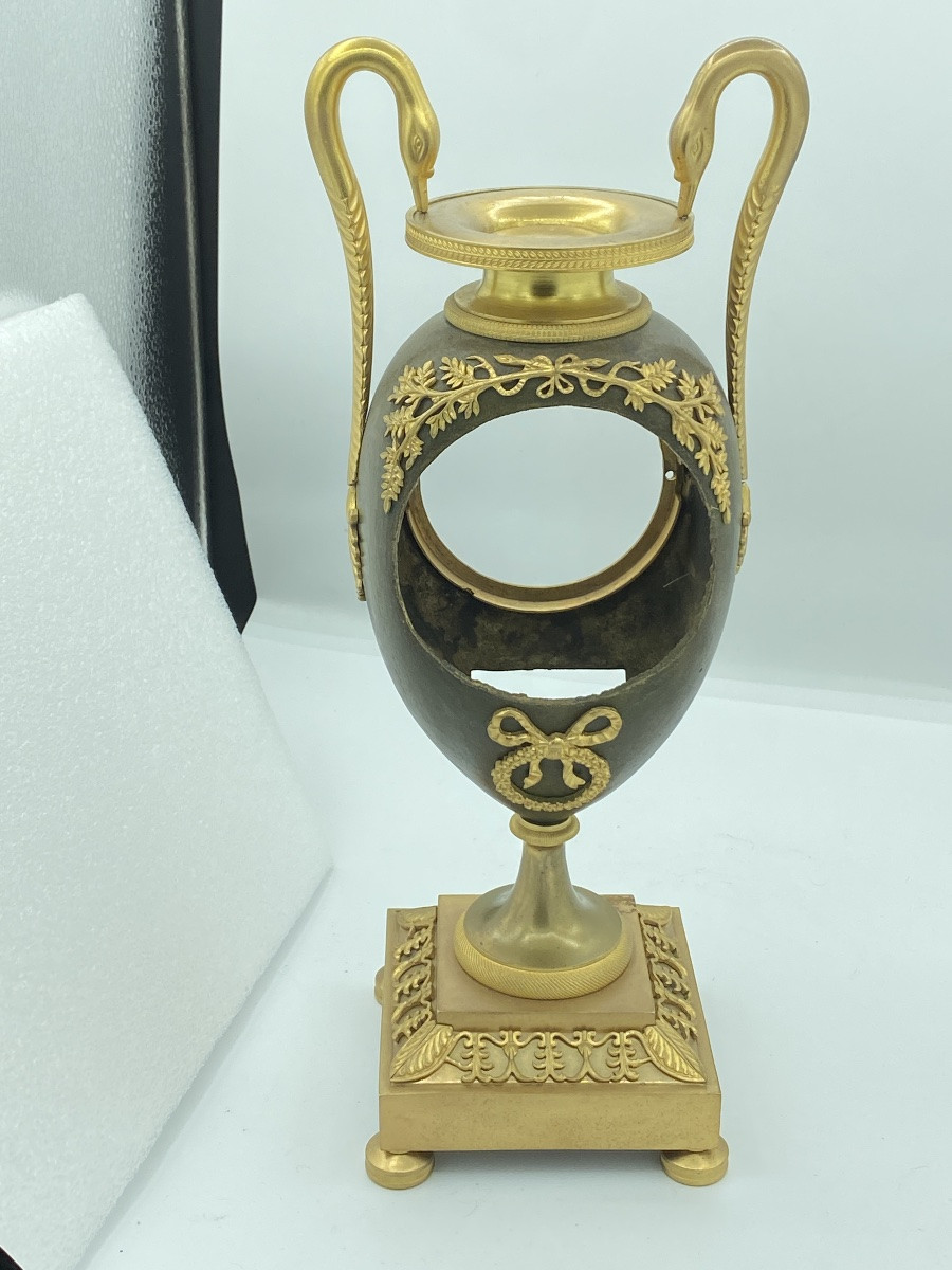 Pendule de cheminée française en bronze doré signée Lepine, vendue en l’état pour réparation-photo-5